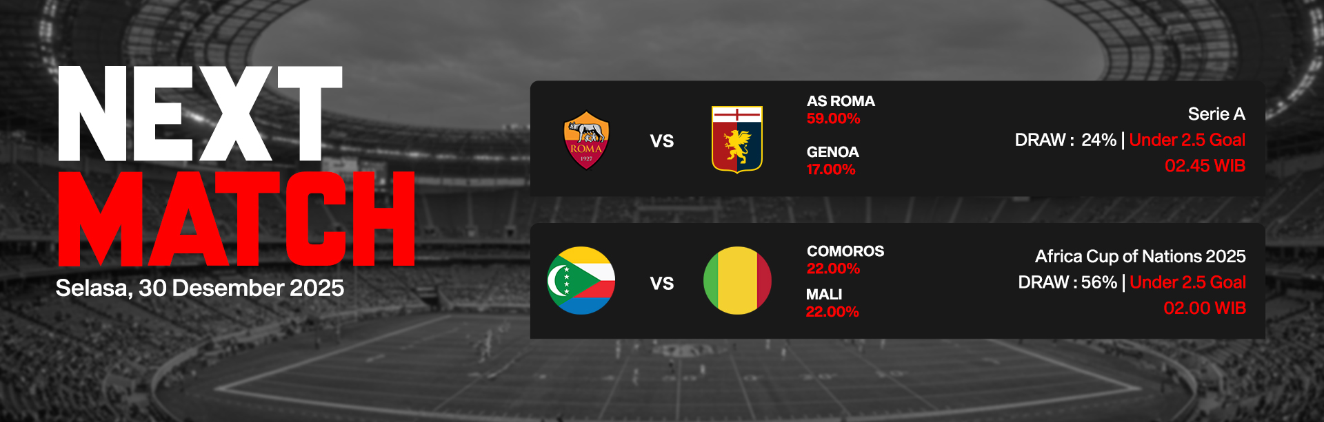 JADWAL BOLA 30 DESEMBER 2025