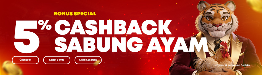 CASHBACK SABUNG AYAM MINGGUAN 5%