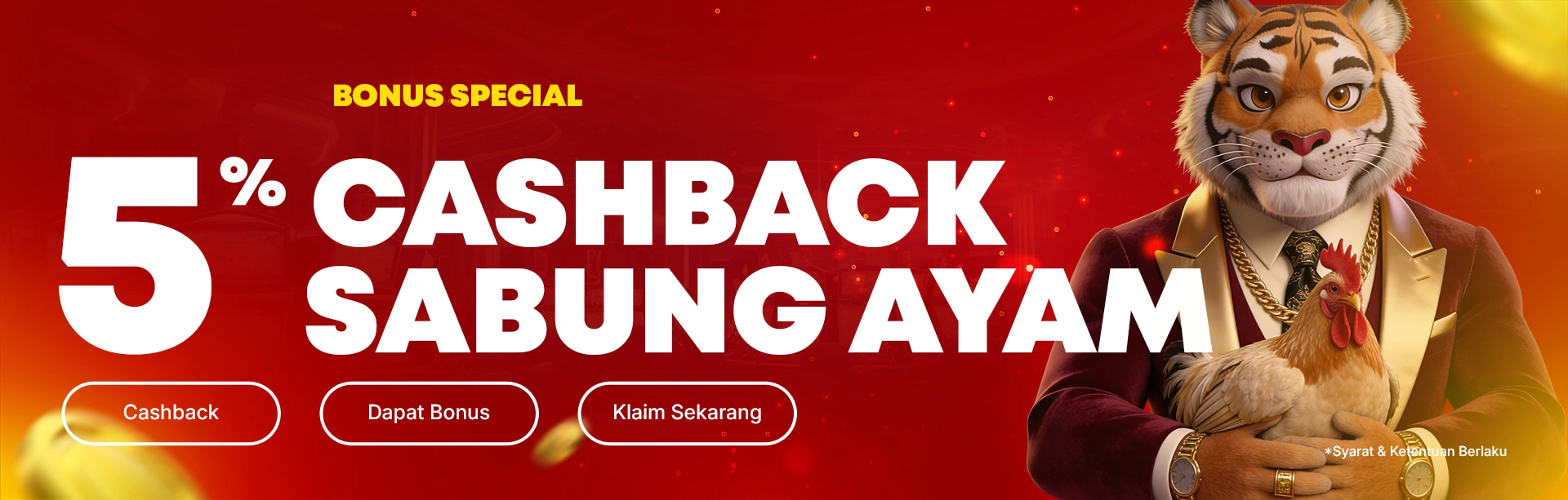CASHBACK 5% SABUNG AYAM